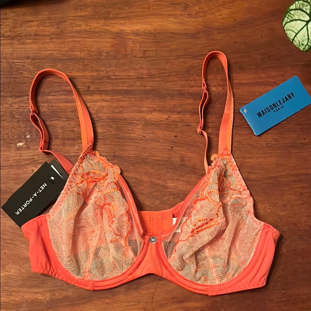 Maison Lejaby Orange Lace Underwire Bra 34C